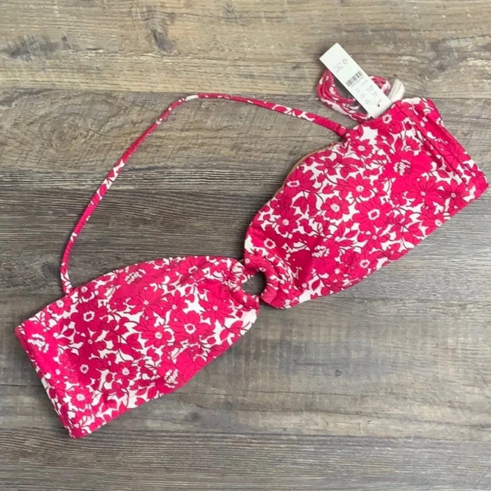 NEW J.Crew Heritage O-ring Bandeau‎ Bikini Top in Blushing Meadow Size 2X